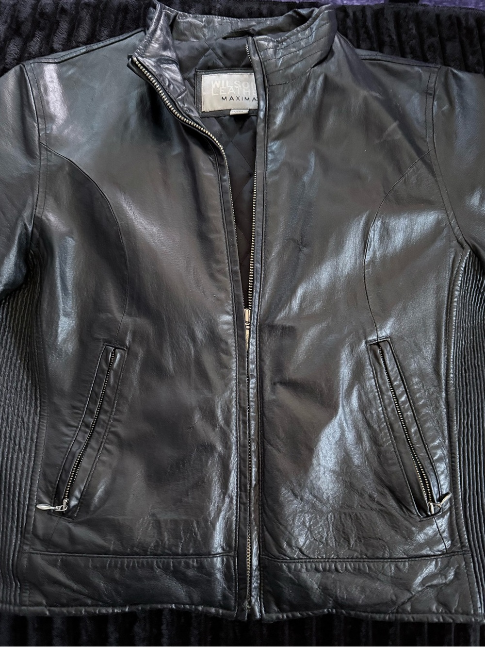 Wilson Black Leather Zip-Up Jacket
